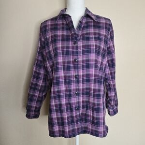 L.L.Bean Purple Plaid Fleece Lined Shacket